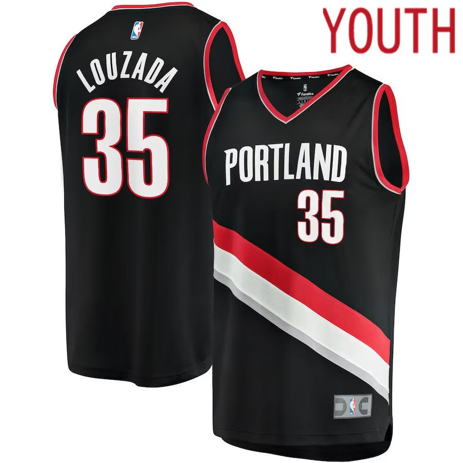 Youth Portland Trail Blazers 35 Didi Louzada Fanatics Branded Black Icon Edition Fast Break Replica NBA Jersey